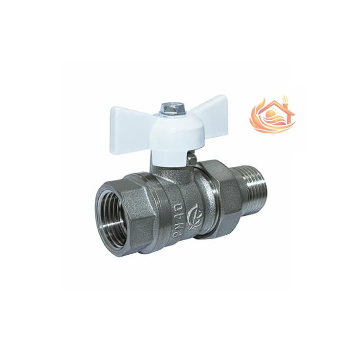 Кран шаровой DN-15 СТАНДАРТ 232 бабочка белая с удлинителем никель PN40 ГАЛЛОП